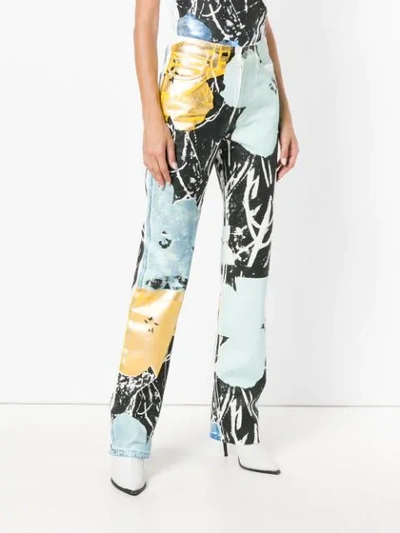 Shop Calvin Klein 205w39nyc X Andy Warhol Foundation Floral Colour-block Jeans In White