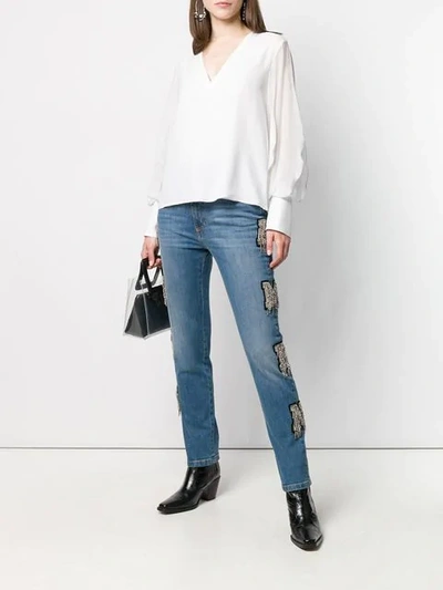 Shop Amen Embellished Detail Jeans In Blue