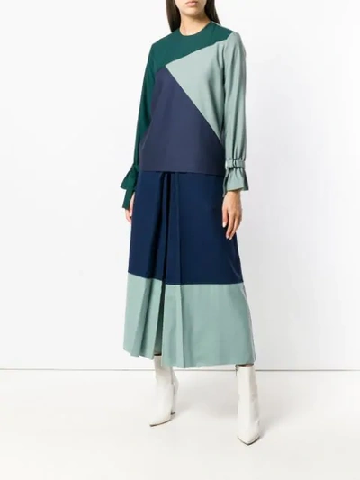 Shop Bodice Merino Wool Box-pleated Culottes In Blue
