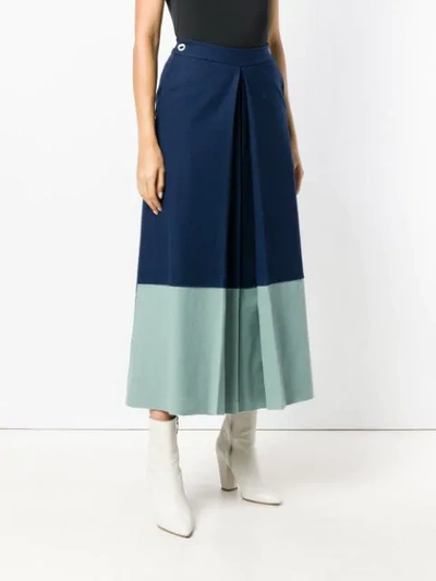 Shop Bodice Merino Wool Box-pleated Culottes In Blue