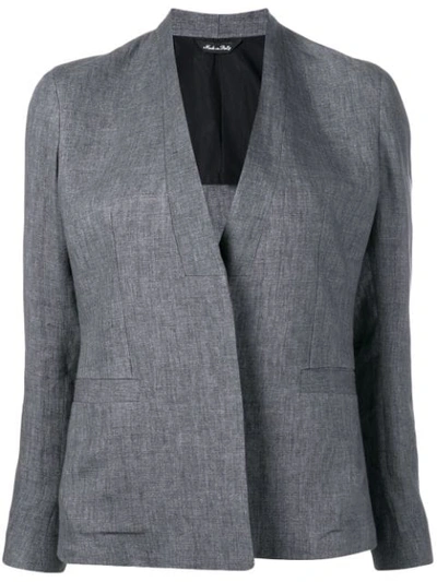 Shop Sartorial Monk Collarless Fitted Blazer In Grey