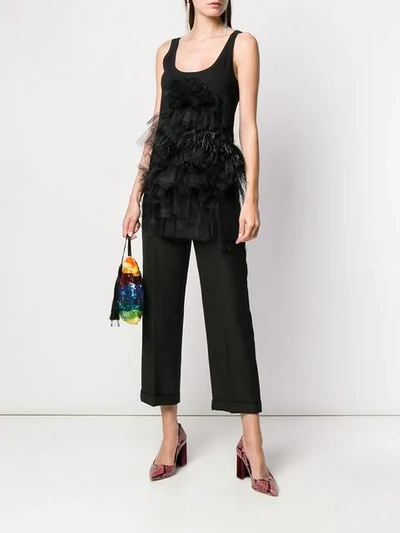 Shop N°21 Feather Embellished Tank Top In Black