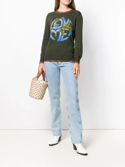 Shop Alberta Ferretti Knitted Sweatshirt In Green