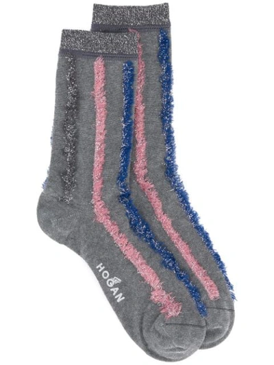 Shop Hogan Glitter Knit Socks - Grey