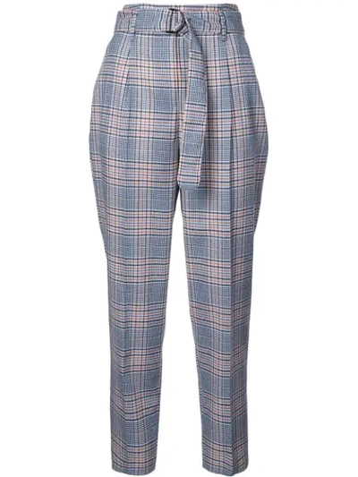 Shop Akris Punto Checked High Waisted Trousers In Blue