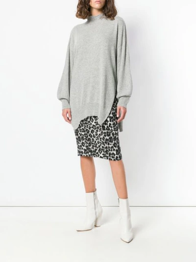 Shop Pinko High Neck Oversized Sweater In Grey