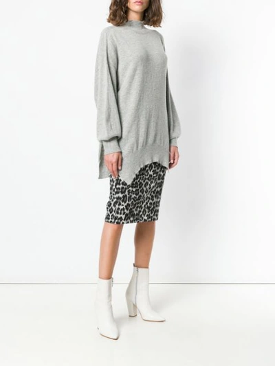 Shop Pinko High Neck Oversized Sweater In Grey