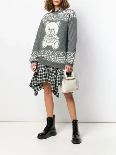 Shop Moschino Teddy Bear Sweater In Grey