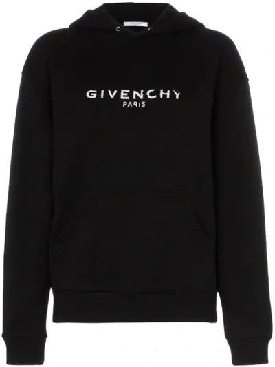 Shop Givenchy Oversized Faded Logo Print Hoodie In Black