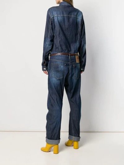 Shop Dsquared2 Boxy Fit Stonewashed Jumpsuit In Blue