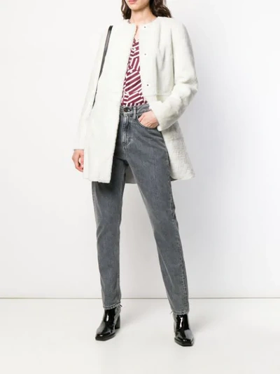 Shop Drome Collarless Coat In White