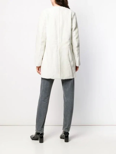 Shop Drome Collarless Coat In White