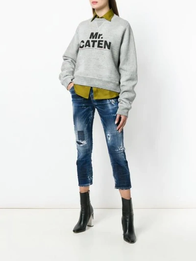 Shop Dsquared2 Mr Caten Print Sweatshirt In Grey