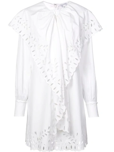 Shop Oscar De La Renta Ruffle Detail Dress In White