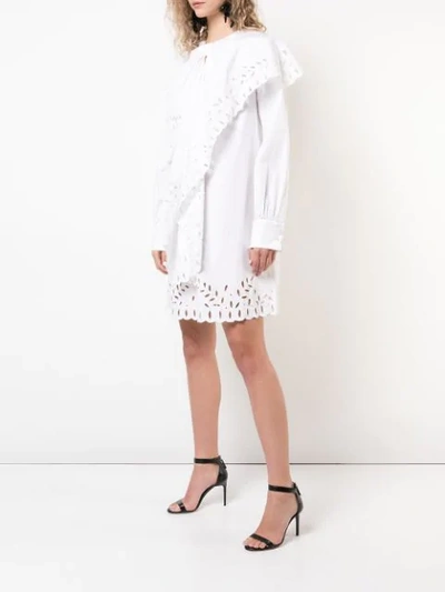 Shop Oscar De La Renta Ruffle Detail Dress In White