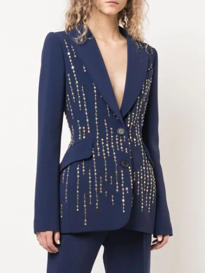 CAROLINA HERRERA BEAD EMBROIDERY BLAZER - 蓝色