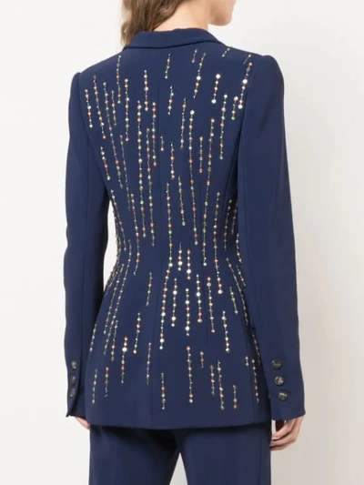 Shop Carolina Herrera Bead Embroidery Blazer In Blue