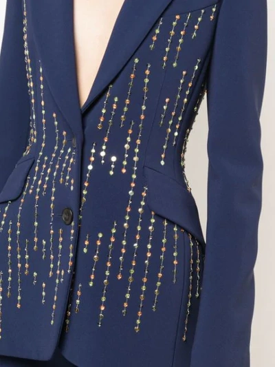 Shop Carolina Herrera Bead Embroidery Blazer In Blue