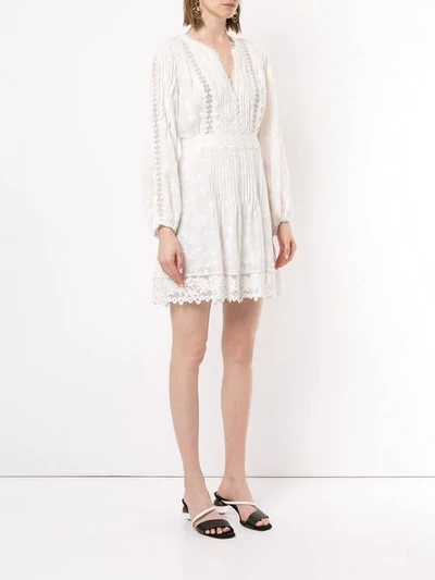 ALEXIS FLORAL EMBROIDERED DRESS - 白色