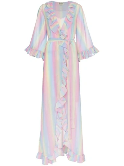 Shop All Things Mochi Malena Rainbow Stripe Wrap Dress - Multicolour