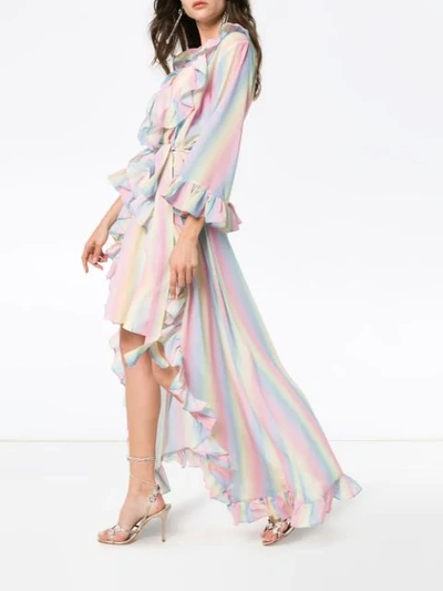 Shop All Things Mochi Malena Rainbow Stripe Wrap Dress - Multicolour