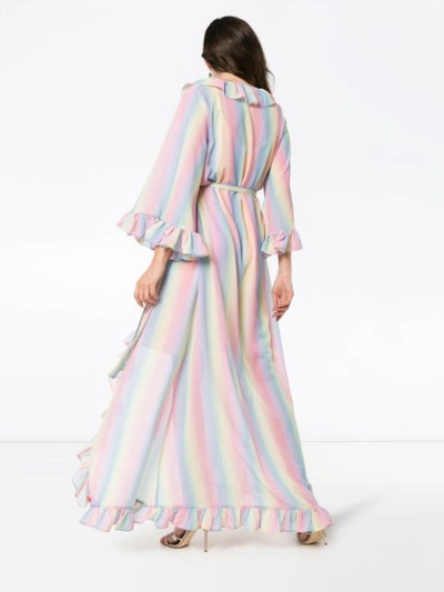 Shop All Things Mochi Malena Rainbow Stripe Wrap Dress - Multicolour