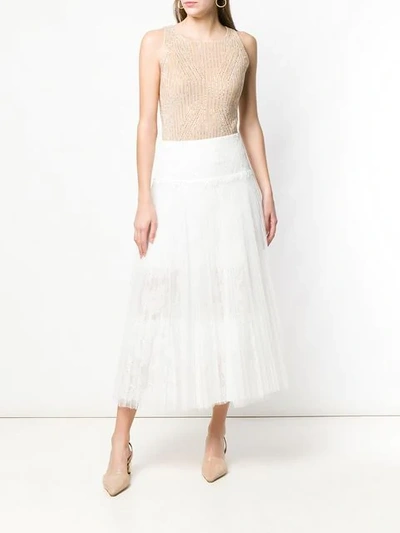 Shop Ermanno Scervino Lace Skirt In White