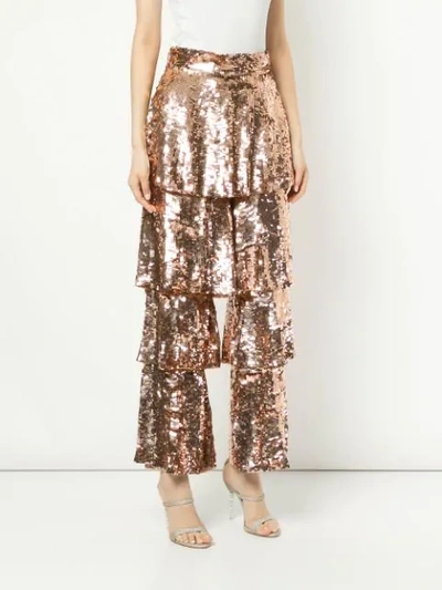 Shop Osman Tiered Sequinned Trousers In Metallic