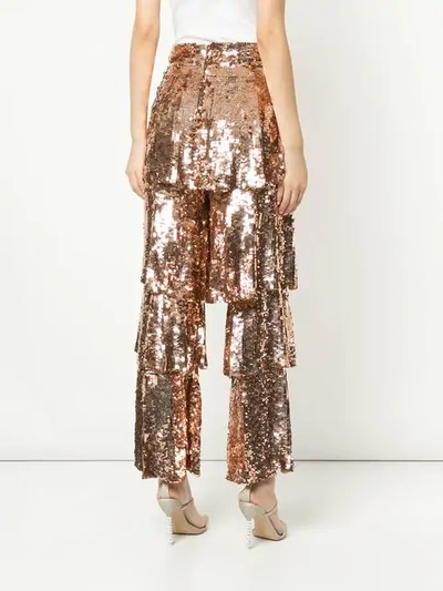 OSMAN TIERED SEQUINNED TROUSERS - 金属色