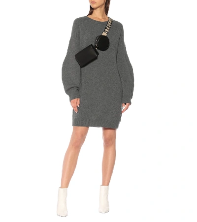 Shop Stella Mccartney Virgin Wool Sweater Dress In Grey