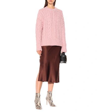 Shop Ami Alexandre Mattiussi Cable-knit Wool Sweater In Pink