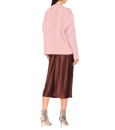 Shop Ami Alexandre Mattiussi Cable-knit Wool Sweater In Pink