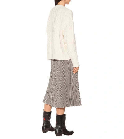 Shop Ami Alexandre Mattiussi Cable-knit Wool Sweater In White