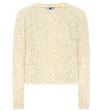 Shop Prada Mohair, Cashmere And Silk Sweater In Beige