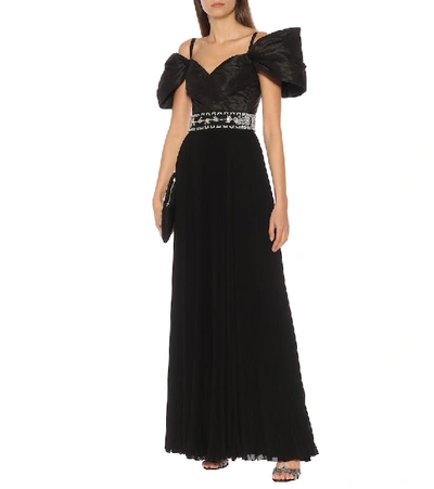 Shop Prada Crystal-embellished Gown In Black