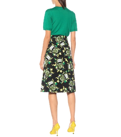 Shop Prada Printed Cotton-poplin Skirt In Multicoloured