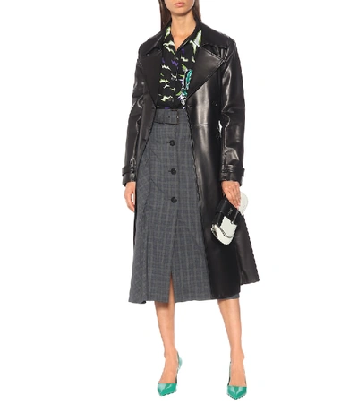 Shop Prada Leather Trench Coat In Black