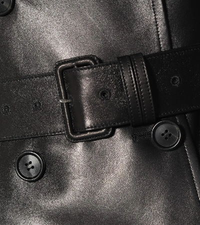 Shop Prada Leather Trench Coat In Black