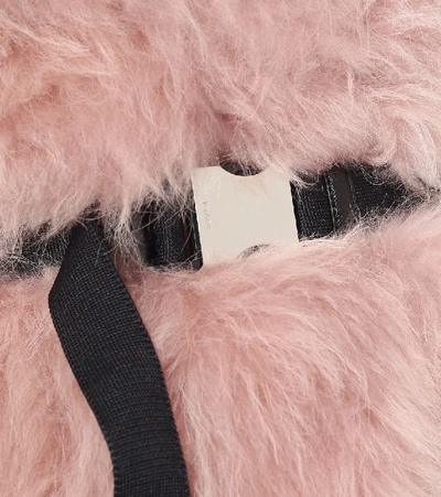 Shop Prada Belted Fur Jacket In Pink