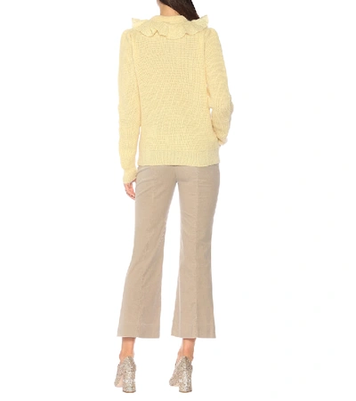 Shop Miu Miu Ruffled Mohair-blend Sweater In Yellow