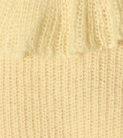 Shop Miu Miu Ruffled Mohair-blend Sweater In Yellow