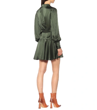 Shop Zimmermann Espionage Silk Wrap Minidress In Green