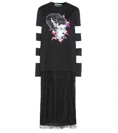 Shop Prada Printed Cotton T-shirt Dress In Black