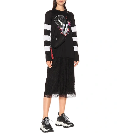 Shop Prada Printed Cotton T-shirt Dress In Black