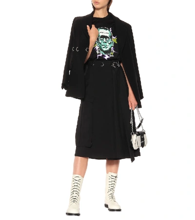 Shop Prada Embellished Twill Wrap Skirt In Black