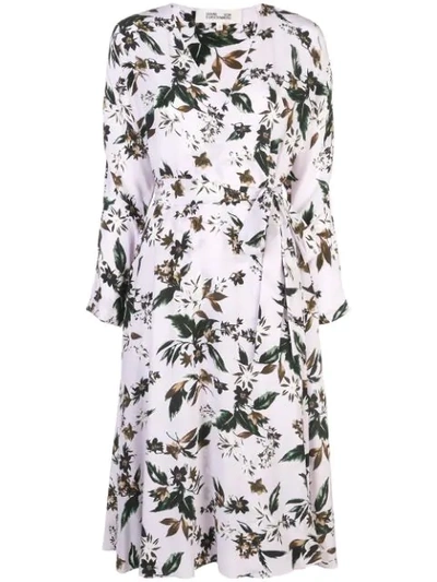 DVF DIANE VON FURSTENBERG FLORAL PRINT SHIRT DRESS - 紫色