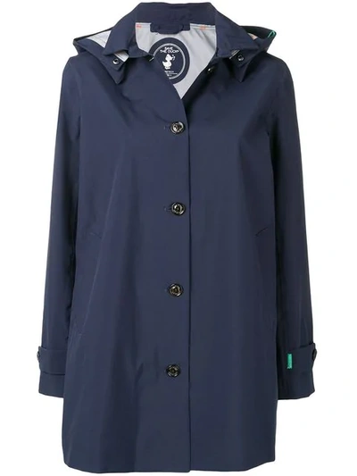 Shop Save The Duck Hooded Parka Coat In Blue