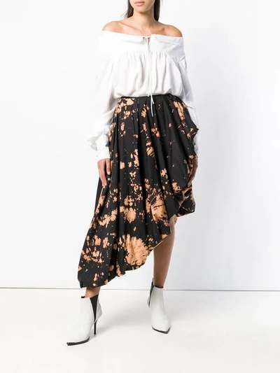 Shop Marques' Almeida Bleached Asymmetric Midi Skirt In Black