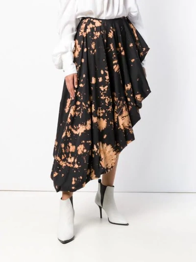 Shop Marques' Almeida Bleached Asymmetric Midi Skirt In Black