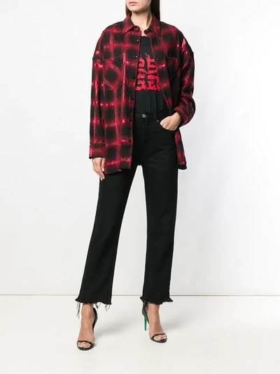 Shop Amiri Glitter Oversized Plaid Shirt In Red